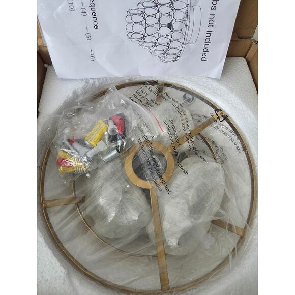 YYJLX Modern Crystal Semi Flush Mount Gold Ceiling Light Fixture 9.8" E26 - Picture 2 of 11